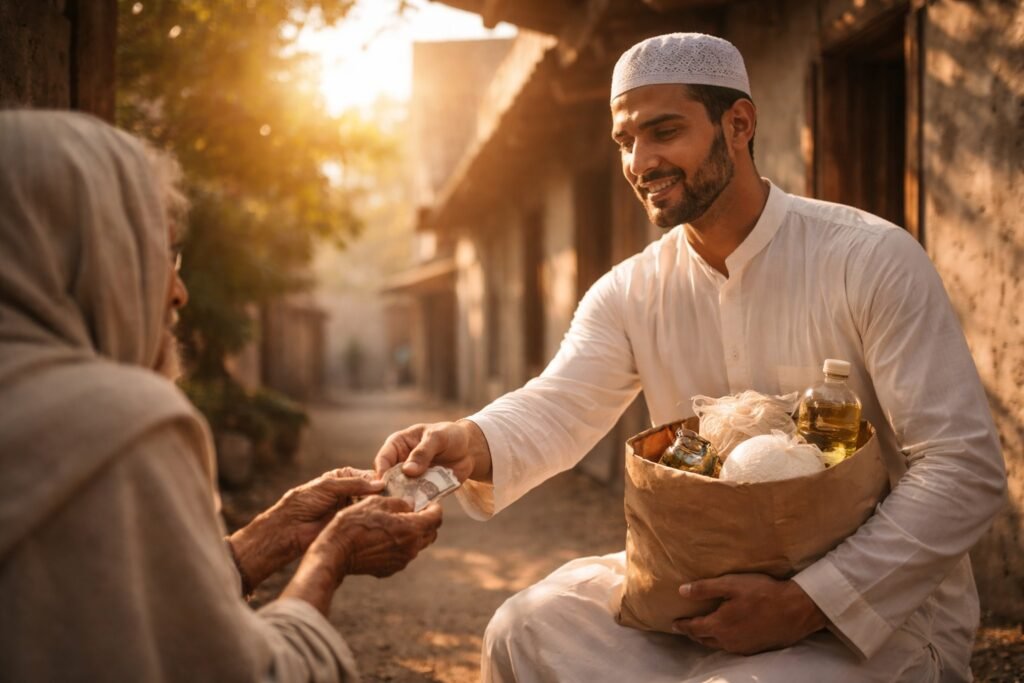 Peaceful landscape under a partial solar eclipse, symbolizing reflection, repentance, and spiritual awareness during a celestial event.