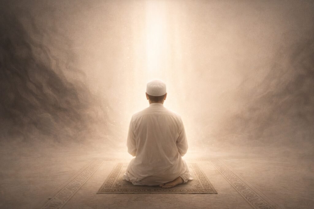 Islamic illustration representing the origin of magic, ancient civilizations, and spiritual protection through faith