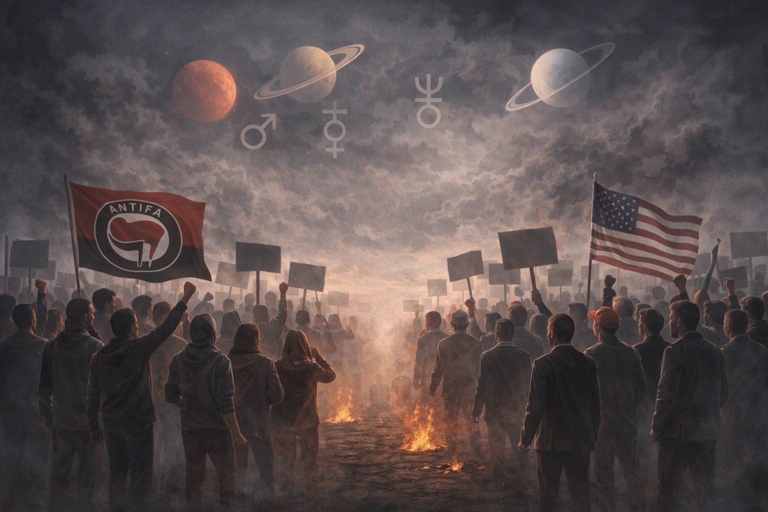 "Futuristic infographic digital art depicting fluctuating approval ratings, divided public reactions, social media influence, and planetary symbols of Mercury and Jupiter"